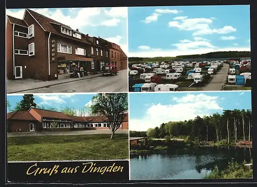 AK Dingden, Verwaayen Lebensmittel und Feinkost, Caravanplatz, Ortsansicht