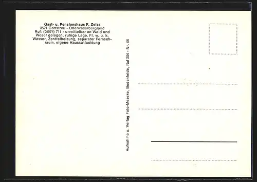 AK Gottstreu, Gasthaus Pension v. F. Zeiss, Aussen- u. Innenansichten