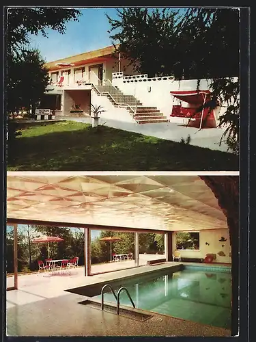 AK Vielbrunn / Odenwald, Park-Hotel, Aussenansicht und Schwimmbad