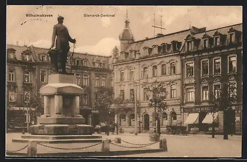 AK Wilhelmshaven, Bismarckplatz mit Bismarck-Denkmal