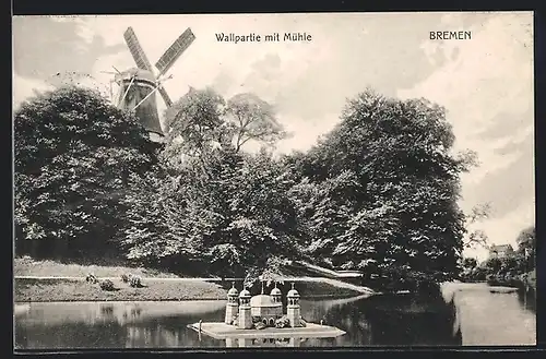 AK Bremen, Wallpartie mit Mühle