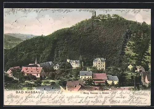 AK Bad Nassau, Burg Nassau von Süden