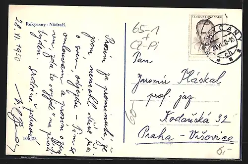 AK Rokycany, Nadrazi, Bahnhof