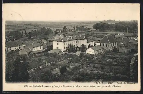 AK Saint-Amour, Pensionnat des Annonciades, vue prise du Clocher