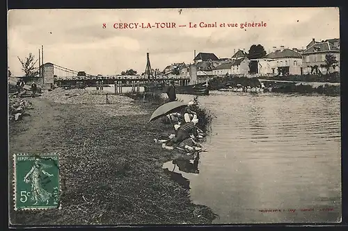 AK Cercy-la-Tour, Le Canal et vue gènèrale