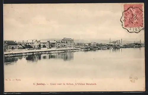 AK Juvisy, Quai sur la Seine, L`Usine Deutsch