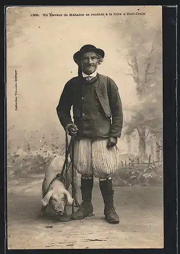 AK Tracht Bretagne, Eleveur de Mahalon, rendant a la Foire a Pont-Croix