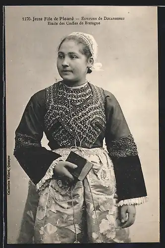 AK Jeune Fille de Ploarè-Environs de Douarnenez Etude des Coiffes de Bretagne, junges Mädchen in Tracht der Bretagne