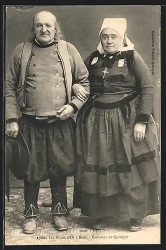 AK Les Noces d`Or à Brie, Environs dr Quimper, Älteres Paar in Tracht der Bretagne