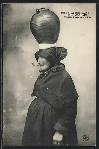 AK Morlaix, Vieille Porteuse d`eau, Tracht Bretagne