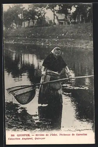 AK Quimper, Rivière de l`Odet, Pêcheuse de Crevettes, Krabbenfischerin