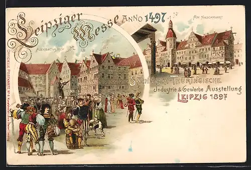 Lithographie Leipzig, Sächsisch-Thüringische Industrie- u. Gewerbe-Ausstellung 1897, Naschmarkt