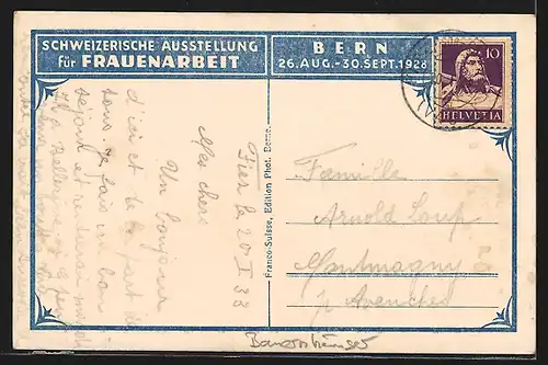 AK Bern, Schweizerische Ausstellung für Frauenarbeit 1928 - Emmenthaler Speicher