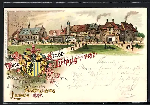 Lithographie Leipzig, Industrie & gewerbe-Ausstellung 1897, Ausstellungsgebäude