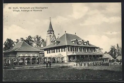 AK Bern, Schweizerische Landesausstellung 1914, Dörfli, Wirtschaft und Röseligarten