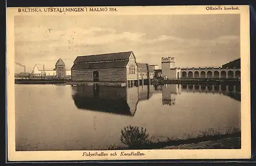 AK Malmö, Baltiska Utställningen 1914, Fiskerihallen och Konsthallen, Ausstellung