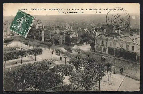 AK Nogent-sur-Marne, La Place de la Mairie et la Grande Rue, Panorama