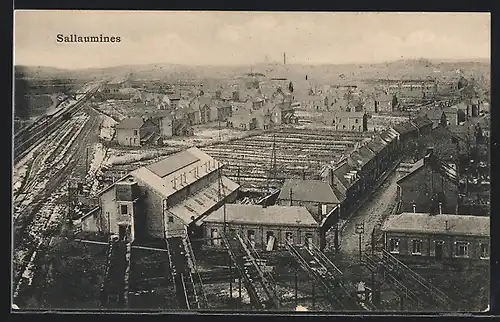 AK Sallaumines, Eisenbahn-Anlagen, Industriegelände, Teilansicht der Stadt
