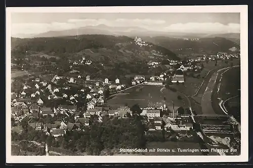 AK Rötteln, Teilansicht mit Röttler-Schloss und Tumringen, Fliegeraufnahme