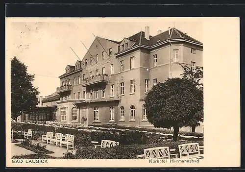 AK Bad Lausick, Partie am Kurhotel Herrmannsbad