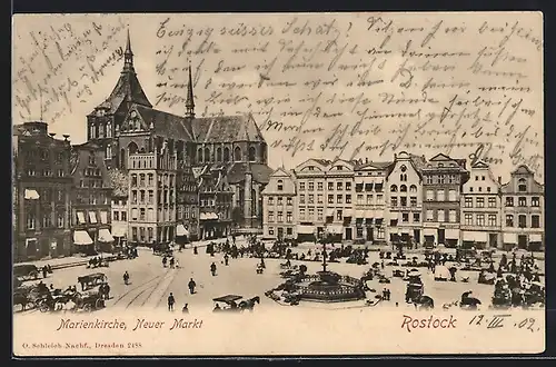 AK Rostock, Marienkirche und Neuer Markt