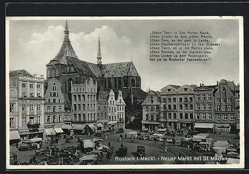 AK Rostock i. Meckl., Neuer Markt mit St. Marien