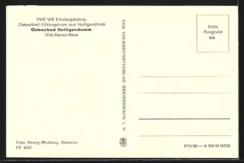AK Heiligendamm, VWR VEB Erholungsheime, Fritz-Reuter Haus