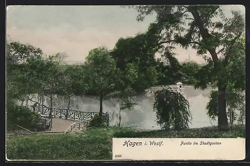 AK Hagen i. Westf., Partie im Stadtgarten