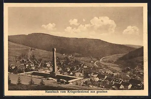 AK Manebach / Thür., vom Kriegerdenkmal aus gesehen