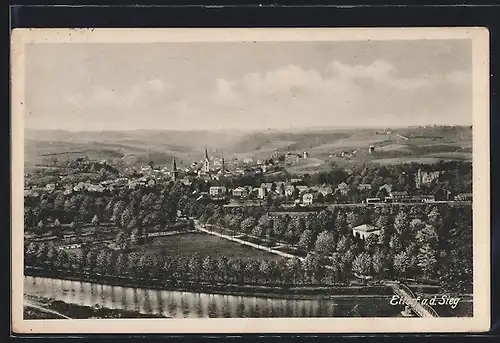 AK Eitorf a. d. Sieg, Ortsansicht über einen Fluss