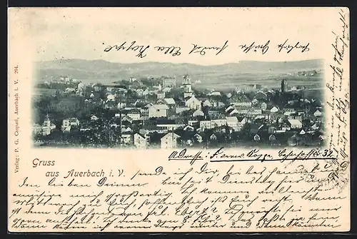 AK Auerbach i. V., Teilansicht des Ortes