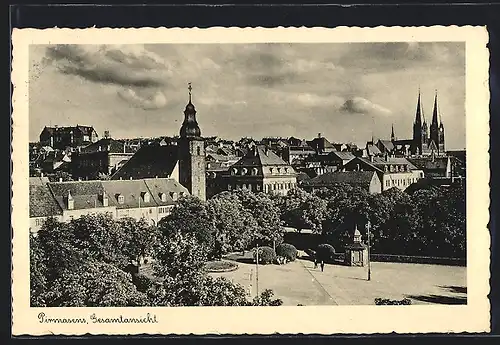 AK Pirmasens, Ortsansicht mit Kirche