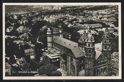 AK Worms, Ortsansicht mit Kirche