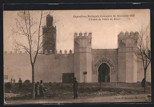 AK Marseille, Exposition coloniale 1922, L` Entrèe du Palais du Maroc