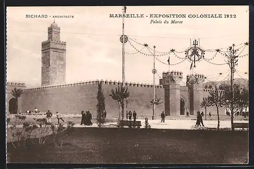 AK Marseille, Exposition coloniale 1922, Palais du Maroc, Richard-Architecte