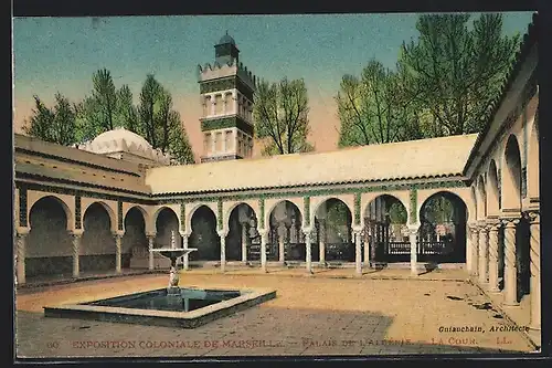 AK Marseille, Exposition coloniale 1922, Palais de l`Algérie, La Cour