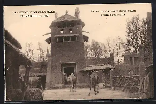 AK Marseille, Exposition coloniale 1922, Palais de l`Afrique Occidentale, Ferme Soudanaise