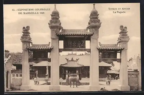 AK Marseille, Exposition coloniale 1922, Tonkin et Annam, La Pagode