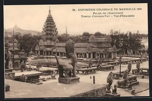 AK Marseille, Exposition coloniale 1922, Palais de l`Indo-Chine, Temple d`Angkor-Vat, vue d`Ensemble