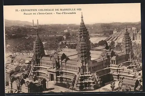 AK Marseille, Exposition coloniale 1922, Palais de l`Indo-Chine, vue d`Ensemble