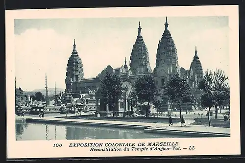 AK Marseille, Exposition Coloniale, Reconstitution du temple d`Angkor-Vat