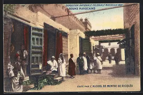 AK Marseille, Exposition coloniale 1922, Souks Marocains