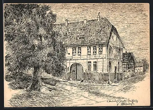 Künstler-AK Kranichfeld i. Thür., R. Baumbachs Geburtshaus