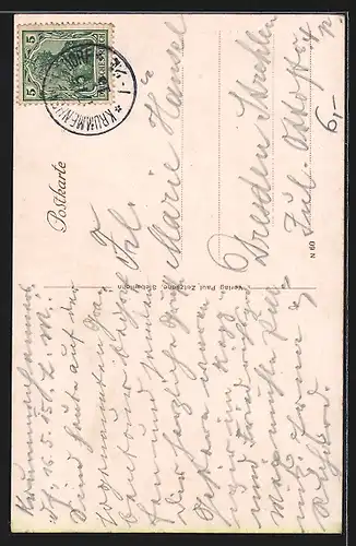 AK Freiberg i. Sa., Halsbrücke mit hohem Schornstein neben Häusern