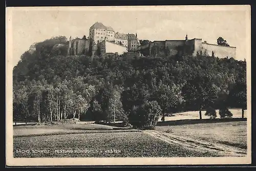 AK Königstein i. Sa., Festung Königstein von Westen