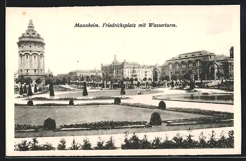 AK Mannheim, Friedrichsplatz mit Wasserturm