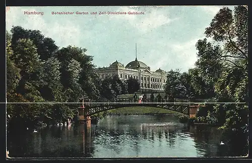 AK Hamburg-St.Pauli, Botanischer Garten und Zoll-Direktions-Gebäude
