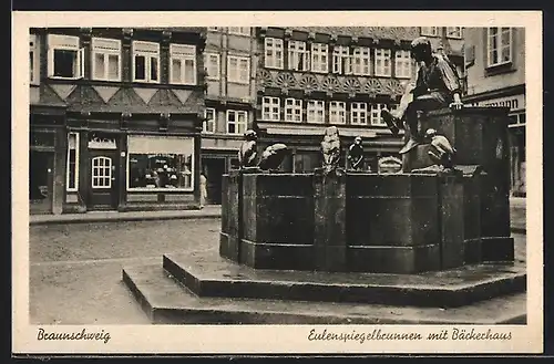 AK Braunschweig, Eilenspiegelbrunnen mit Bäckerhaus