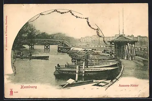 AK Hamburg-Rotherbaum, Uferpartie an der Aussenalster