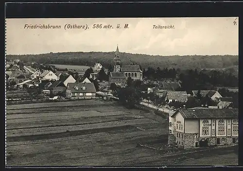 AK Friedrichsbrunn (Ostharz), Teilansicht aus der Vogelschau